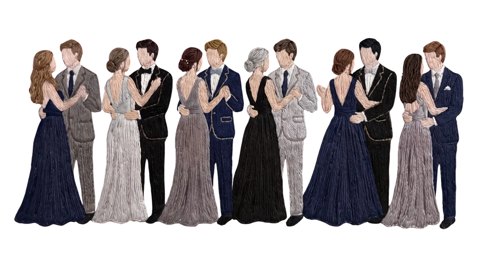 Wedding guests in colorful formal attire